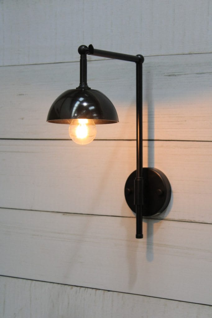 Black sconce with black shade