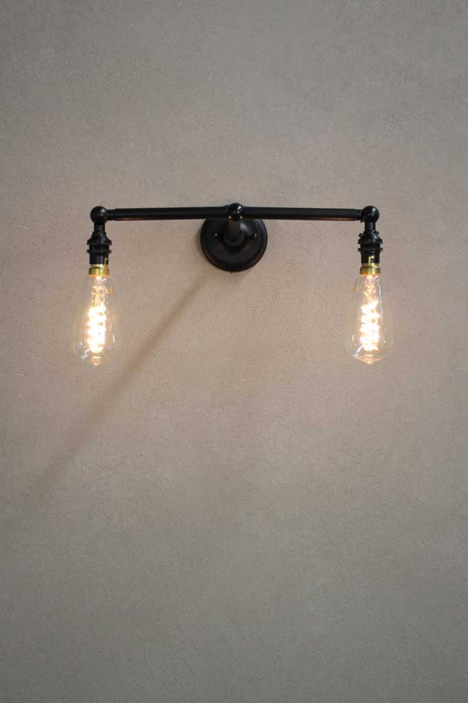 B22 Black double arm wall light