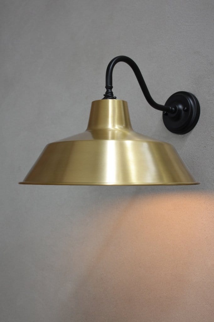 Black steel gooseneck with bright brass shade