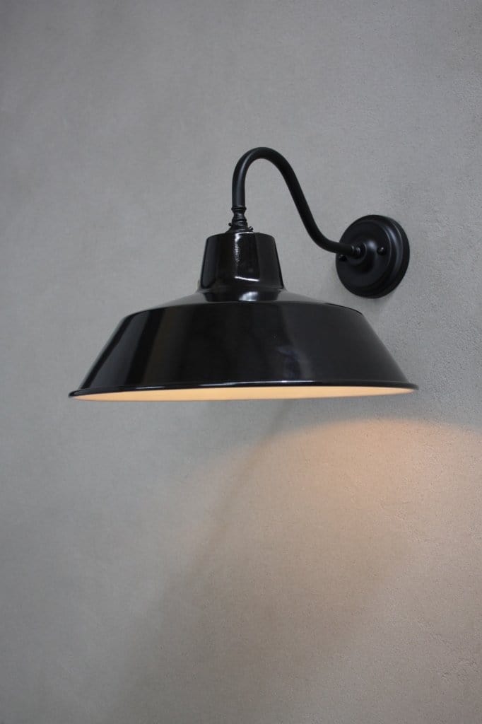 Black steel gooseneck wall light