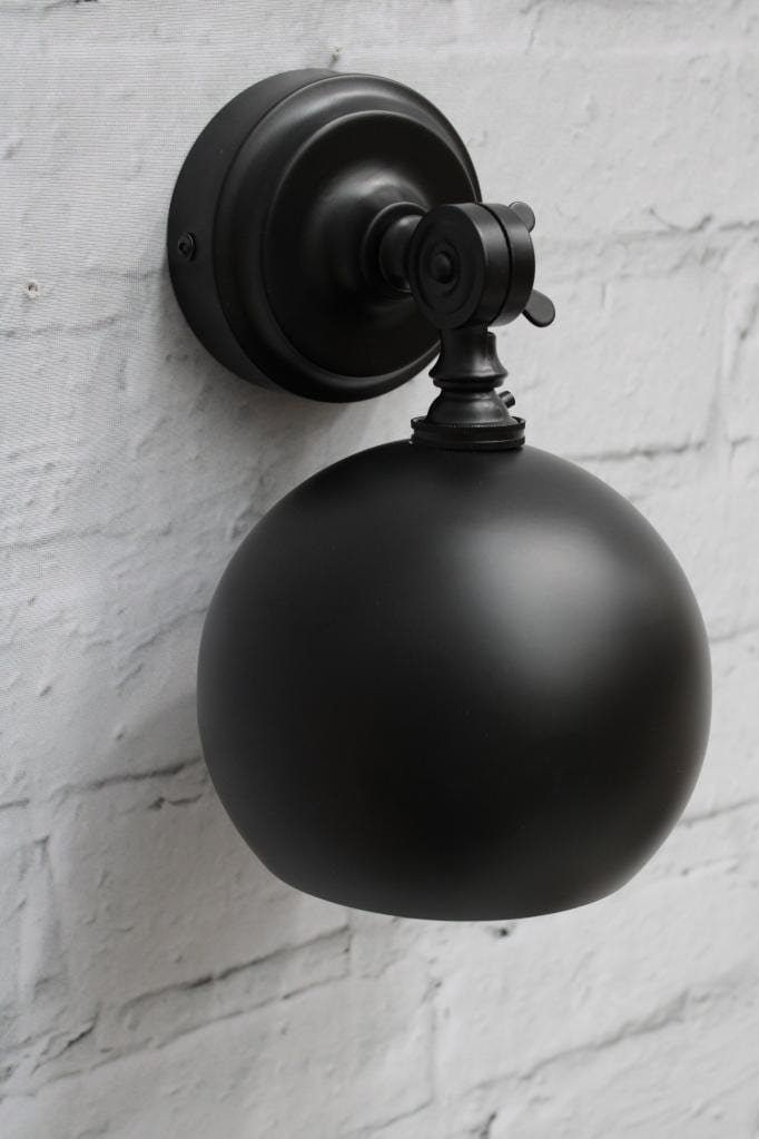 Black bowl shade wall light