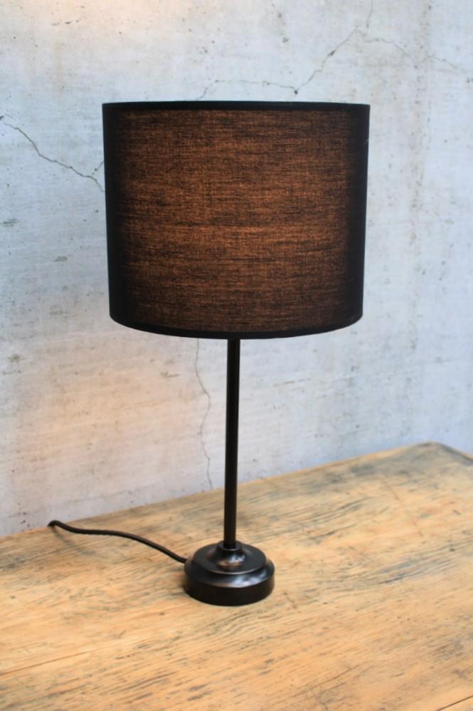 Black table lamp with black fabric shade