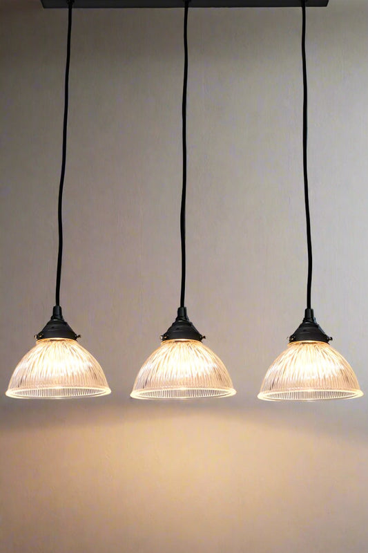 Black multi pendant light with plain shades