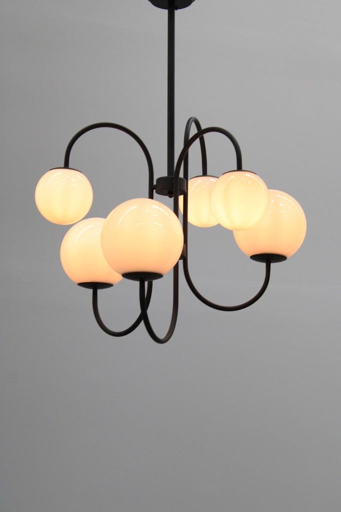 Six light chandelier in a black finish