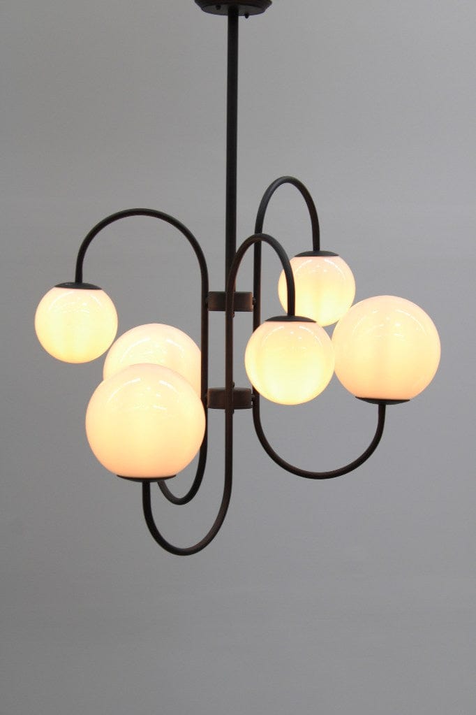 Six light chandelier in a black finish