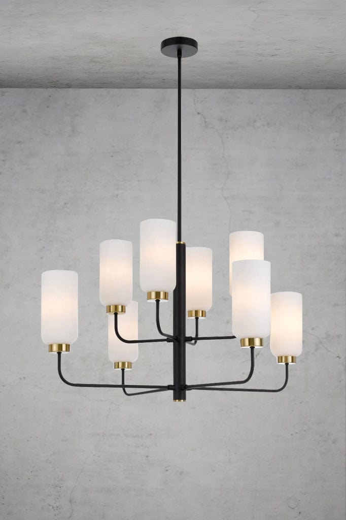 boucherie glass pendant light 8 light black