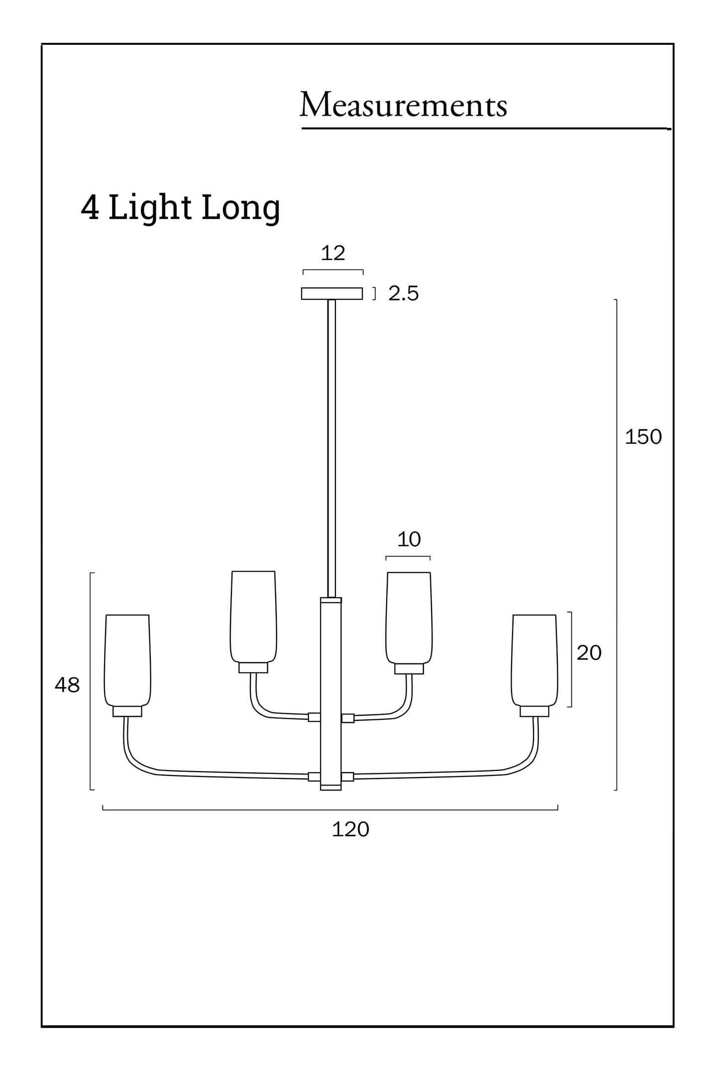 boucherie long glass pendant light measurements