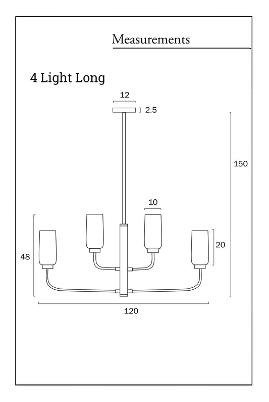 boucherie long glass pendant light measurements