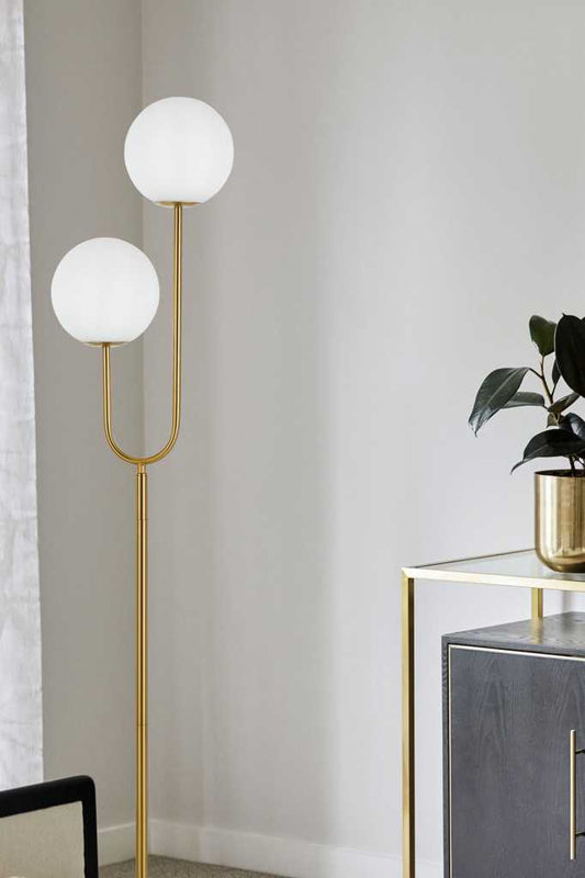 Bowman Twin Floor Lamp Gold Opal