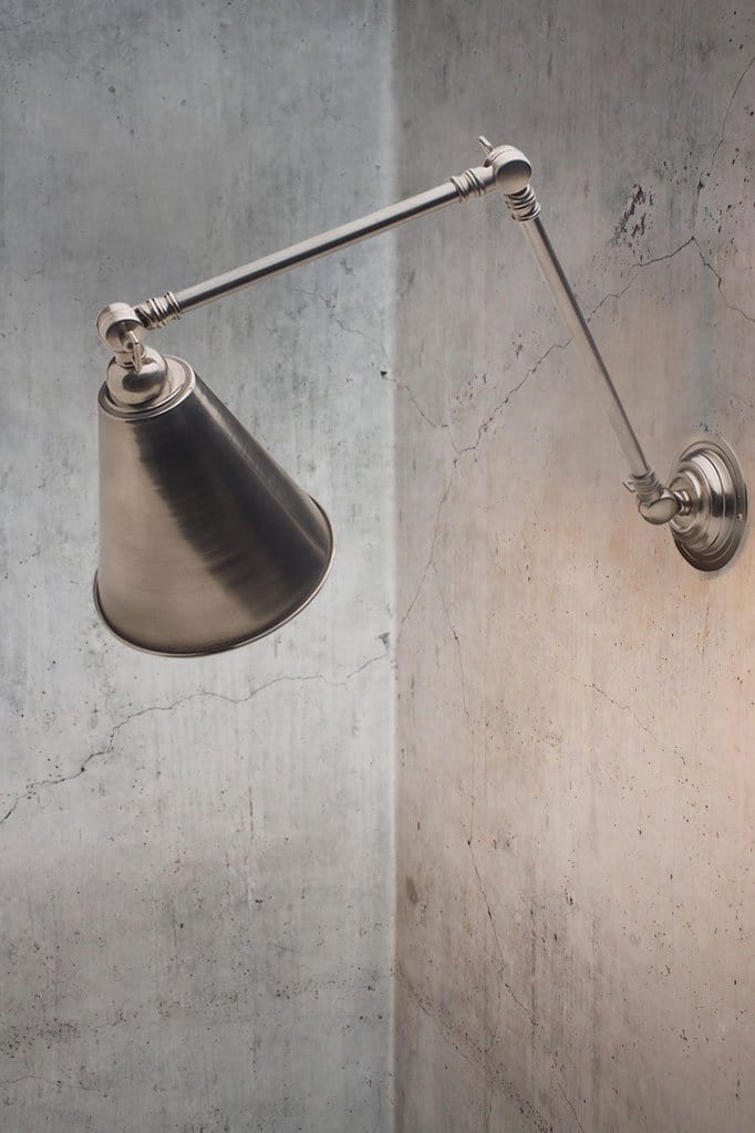 Brass wall light with antique nickel finish