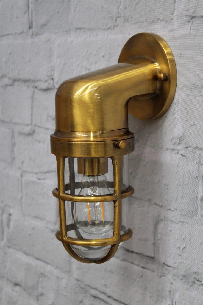 Brass outdoor light turned off