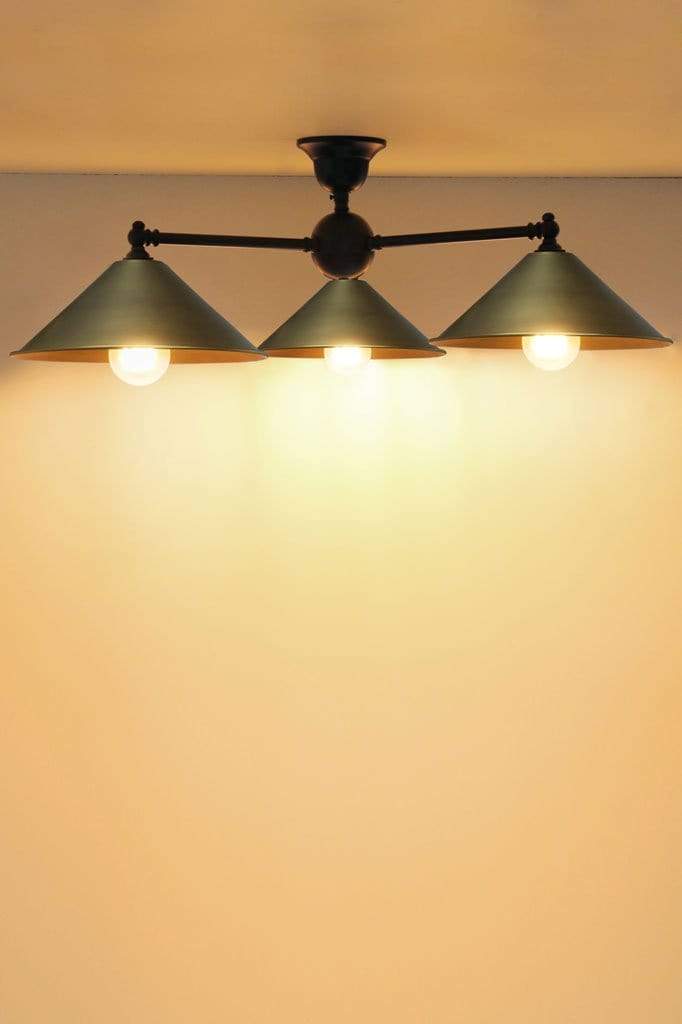 Bright brass three light flush mount