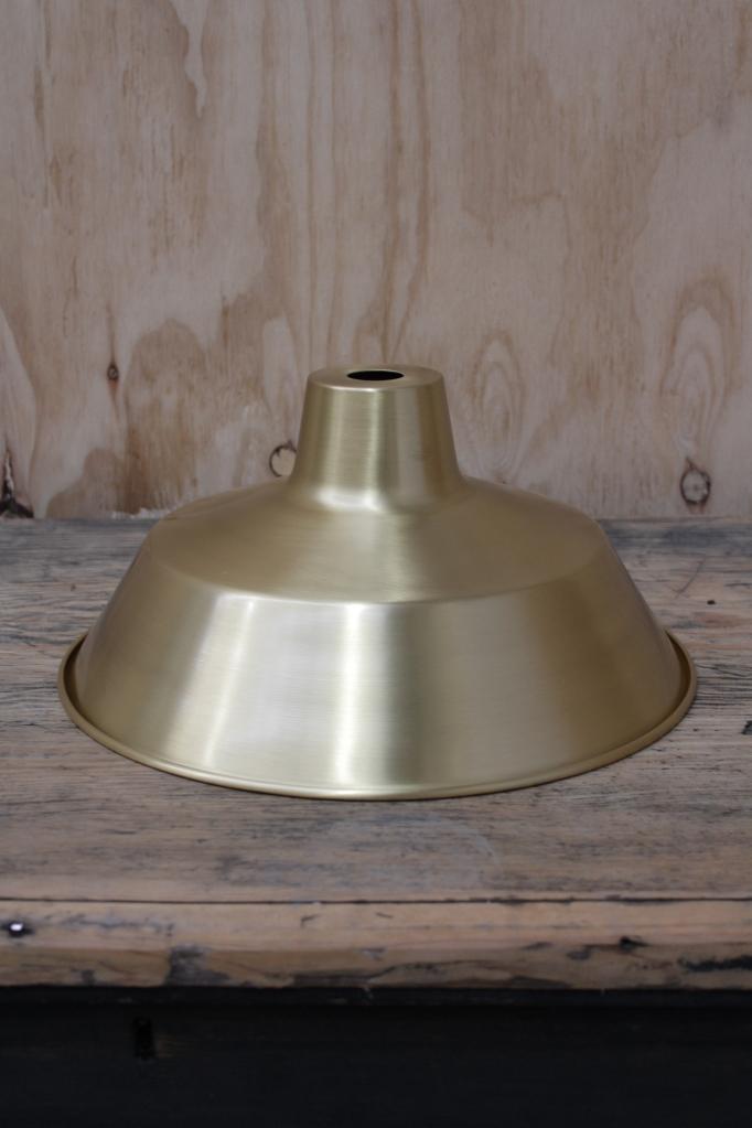 Bright brass factory shade