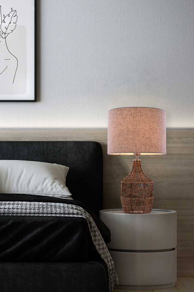 Bronte Rope Table Lamp on  bedside table 