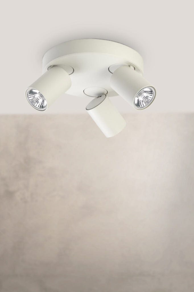 White adjustable triple pan spotlight