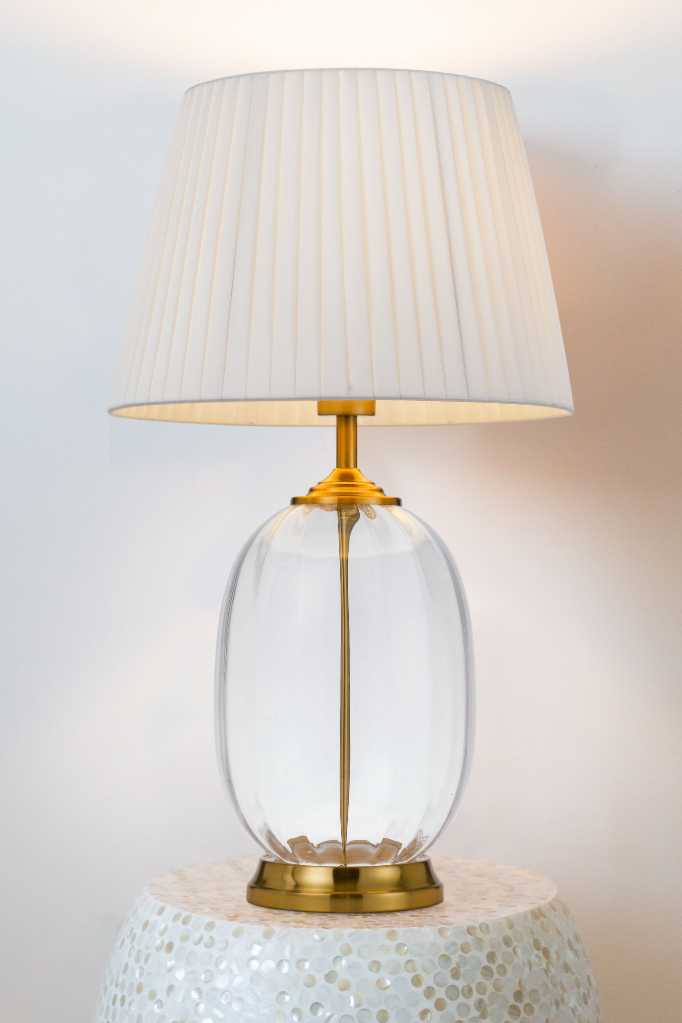 Carmel Table Lamp Gold & Clear Glass