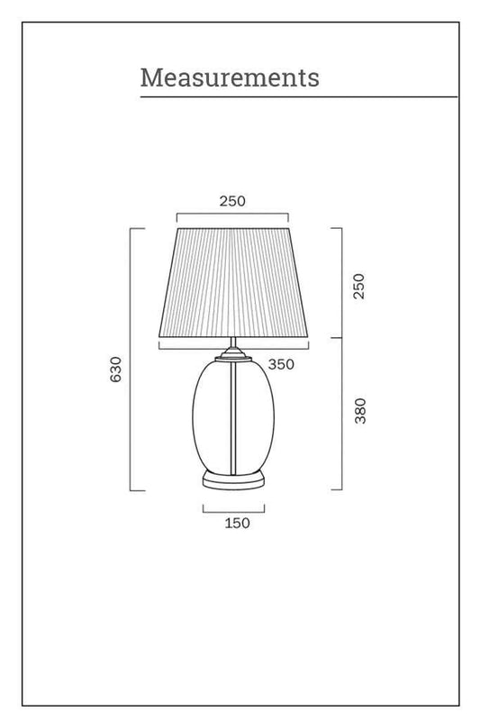 Carmel Table Lamp Measurements