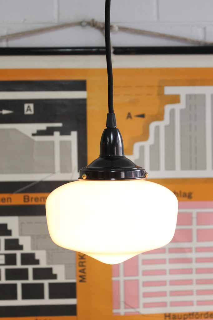 Ceiling pendant light schoolhouse glass shade