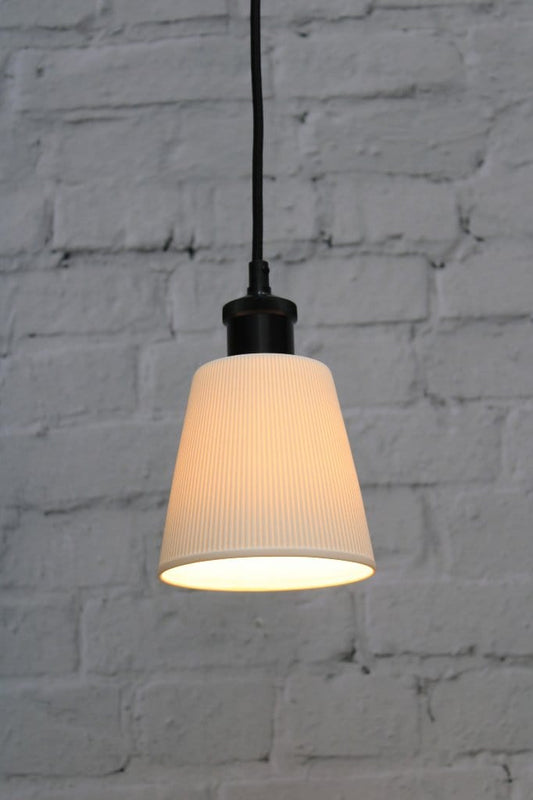 Large ceramic pendant light with black cord