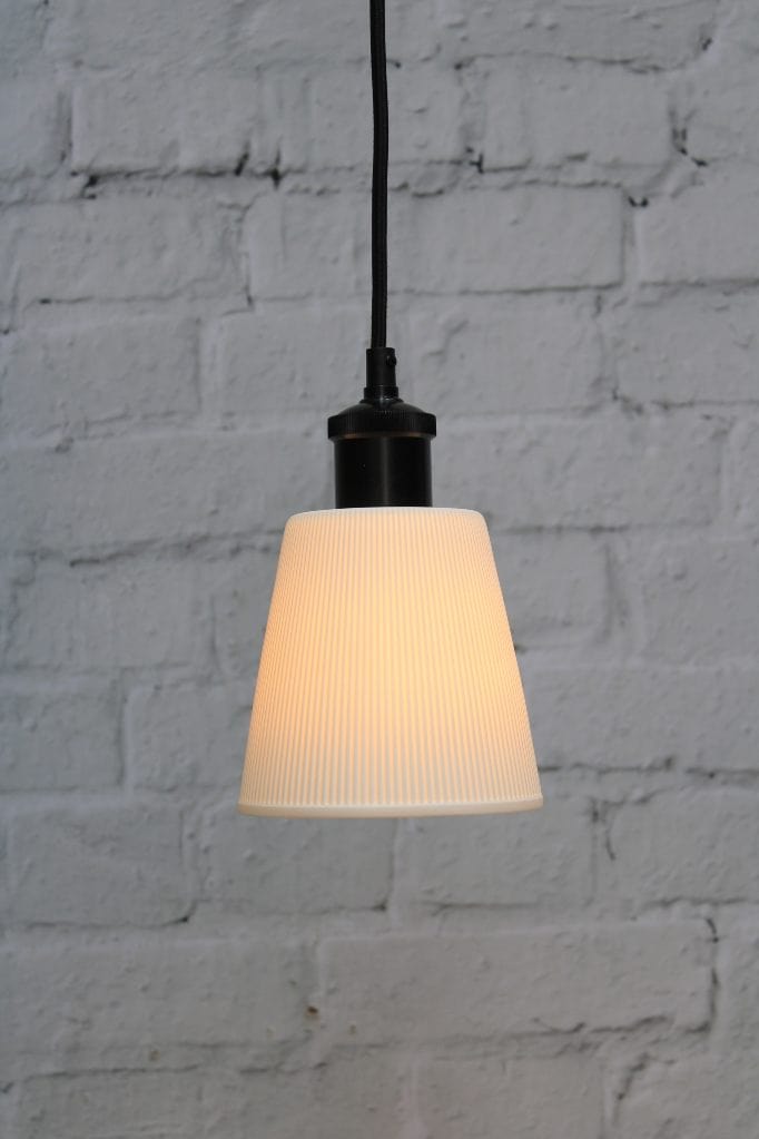 Large ceramic pendant light with black cord