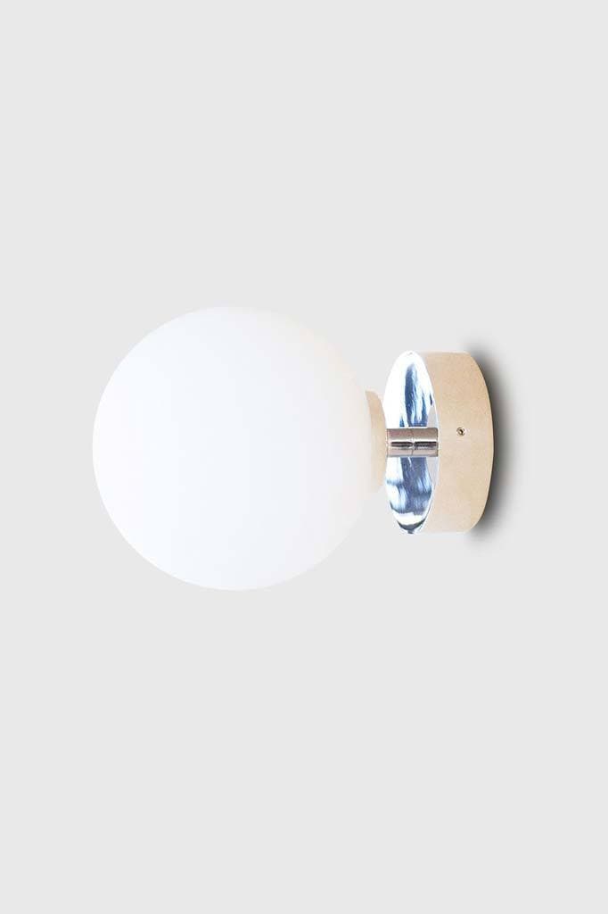 Chrome large opal glass wall light