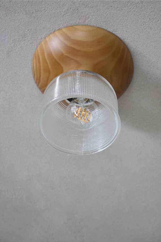 Clear Glass Wood Ceiling Light