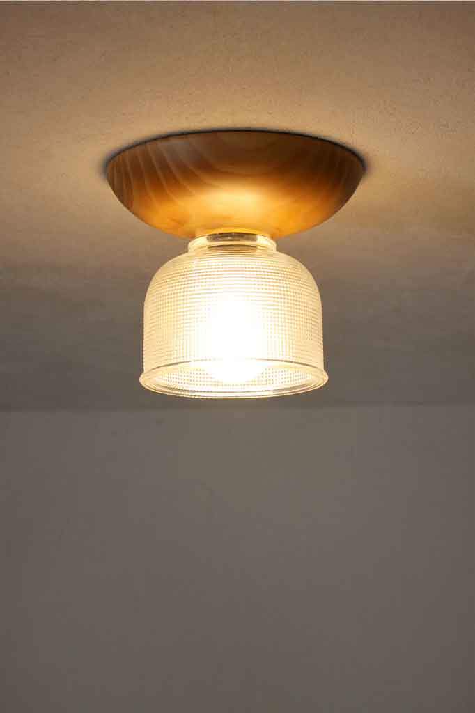 Clear Glass Wood Ceiling Light