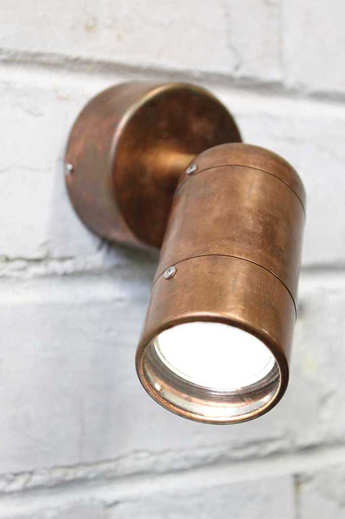 Copper wall light facing sideways