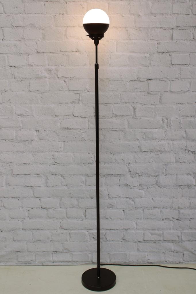 Crown Sphere floor lamp with black base, black gallery and black shade