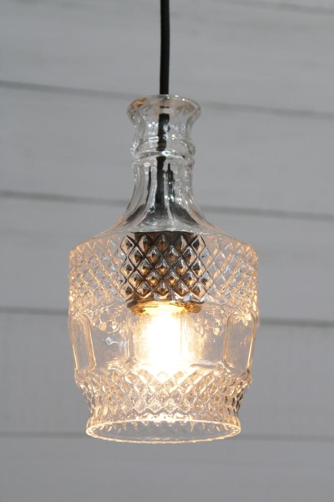 Glass bottle pendant deals light