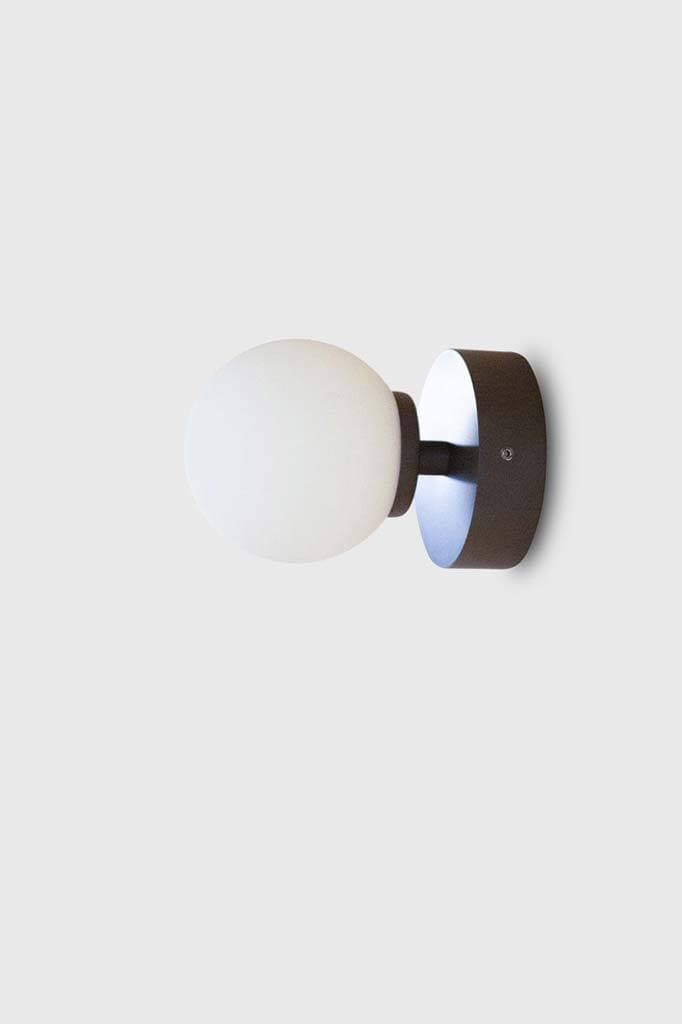 Dark bronze small opal glass wall light