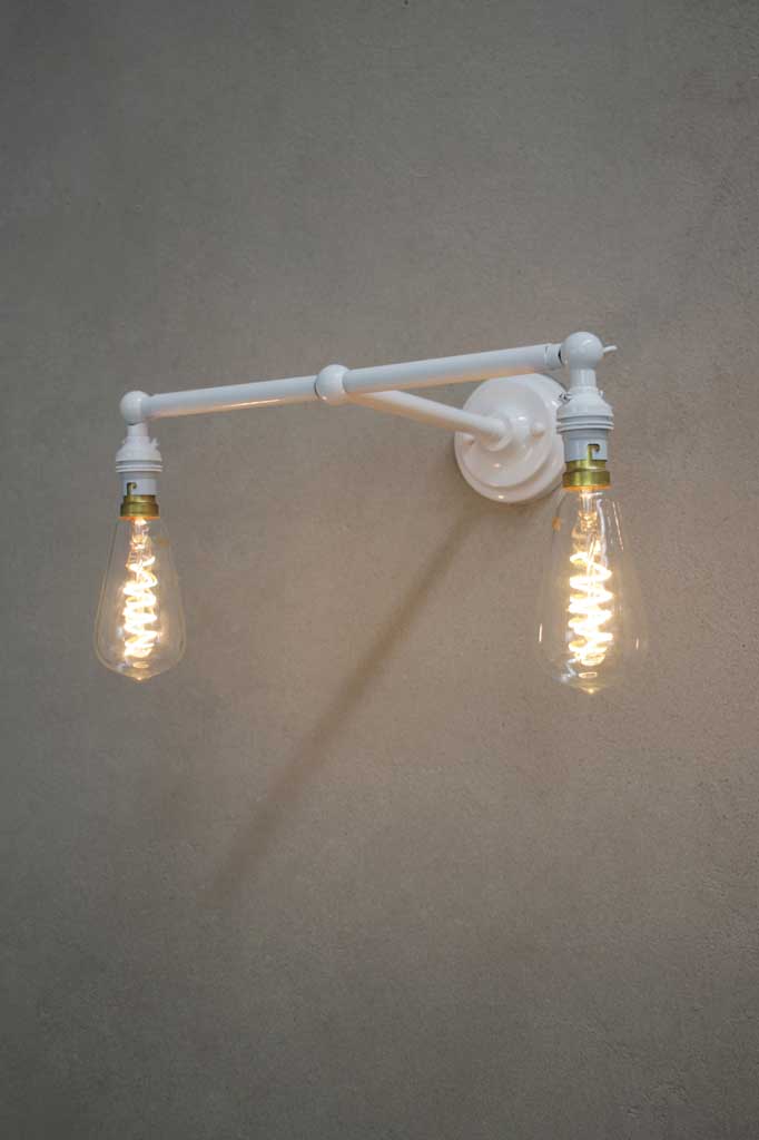 B22 white double arm sconce