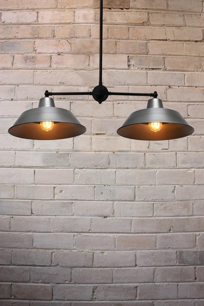 Double steel pendant light fixture