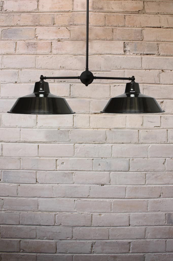 Enamel black steel pendant double light