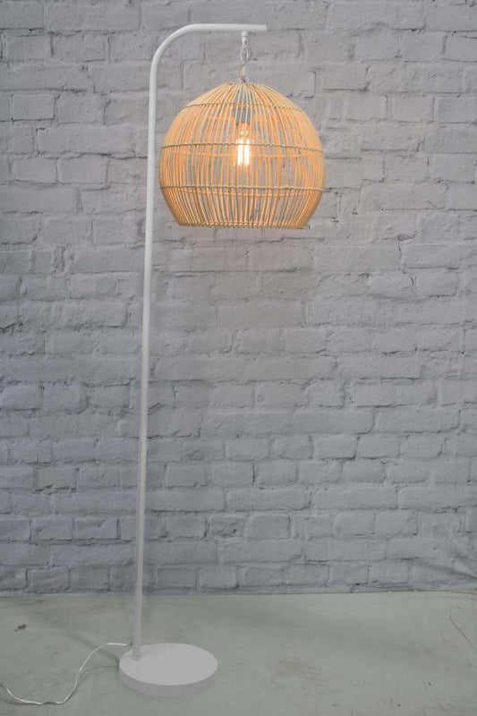 Meadowbrook Rattan Floor Lamp in white finish