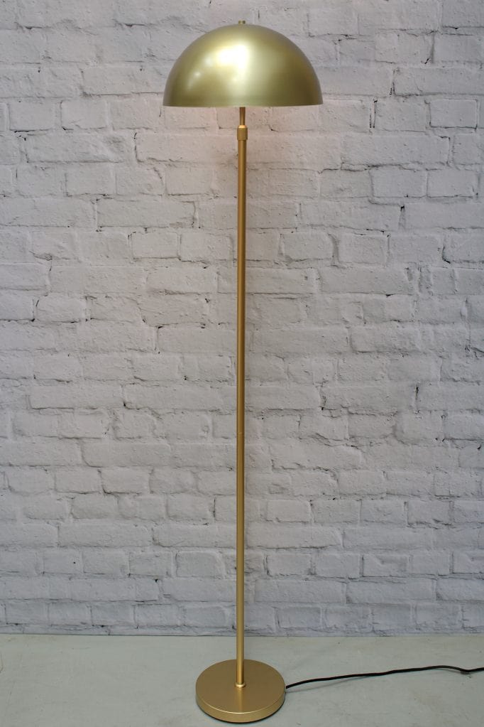 Gold/brass floor lamp with large gold/brass shade