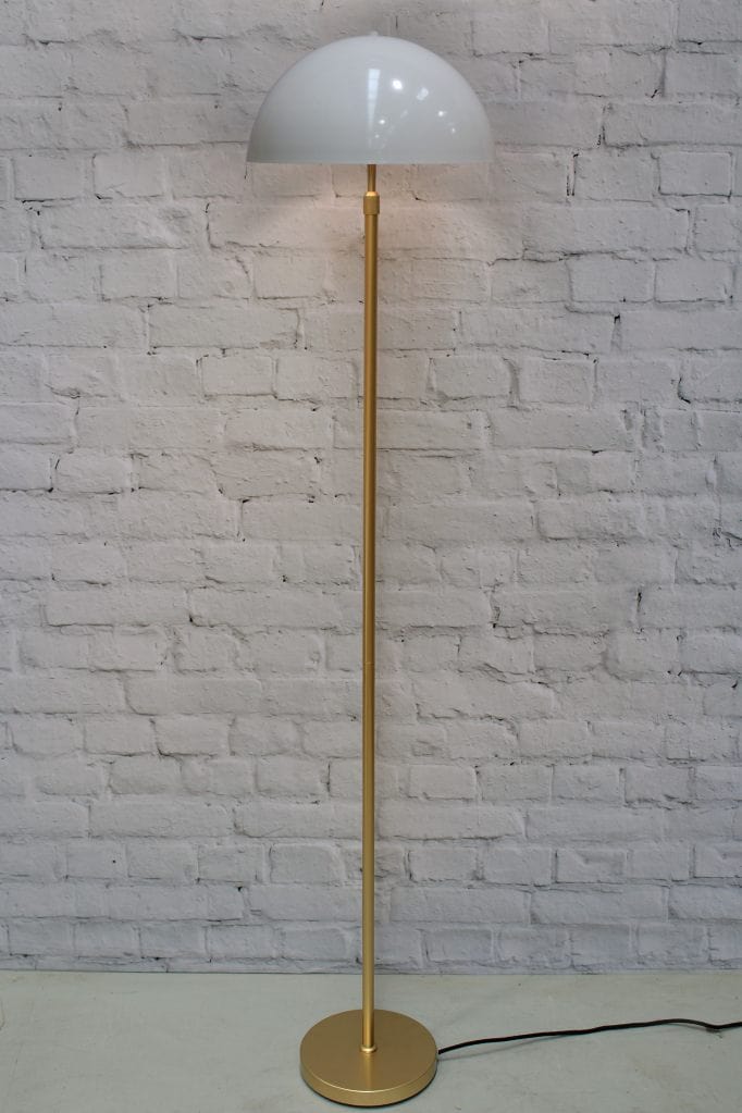 Gold/brass floor lamp with large white shade