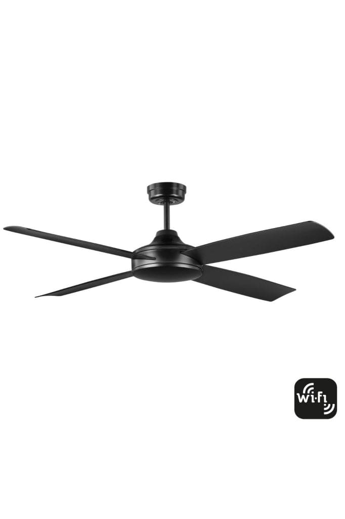 Smart DC ceiling fan in black finish. 