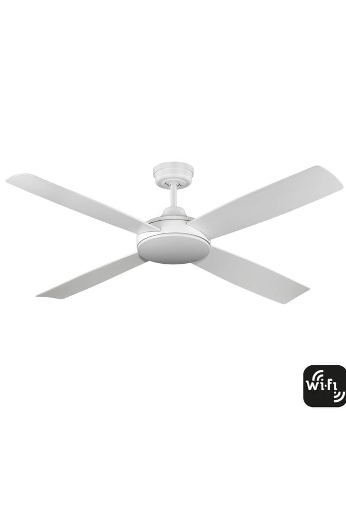 Smart DC ceiling fan in white finish. 