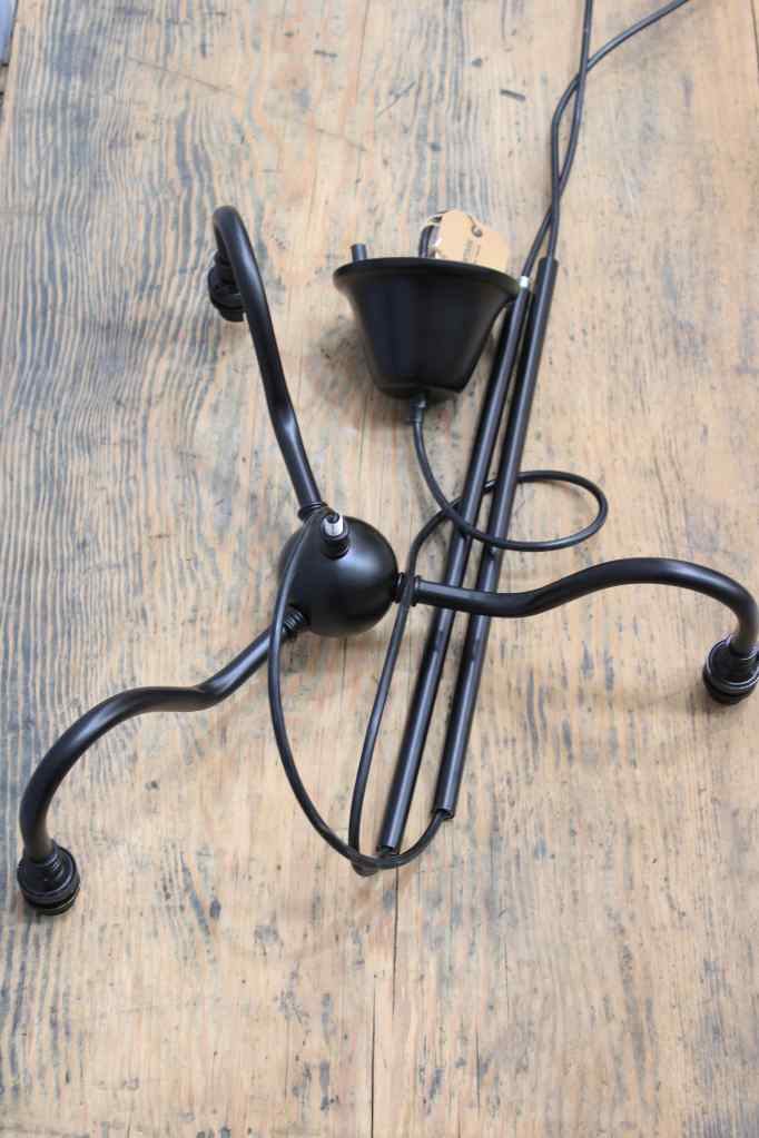 Industrial gooseneck steel chandelier in black