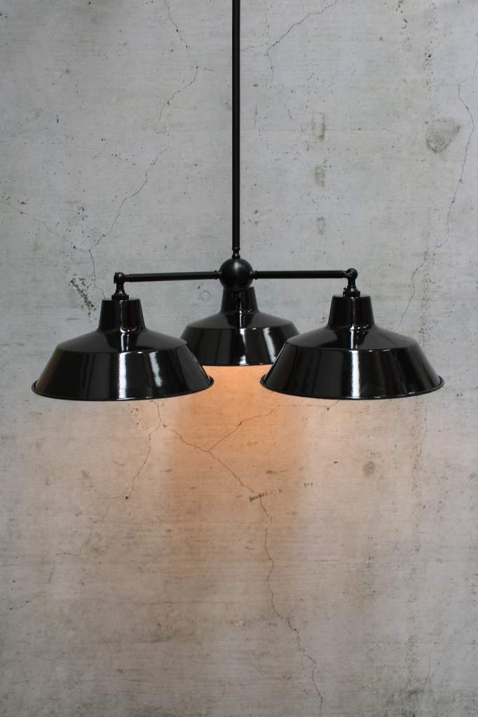 Factory Industrial Chandelier in black with black shades from above