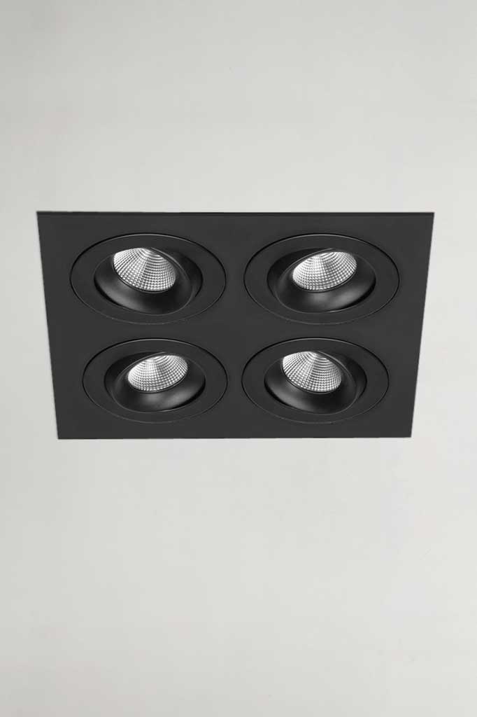 Four light downlight in black finish