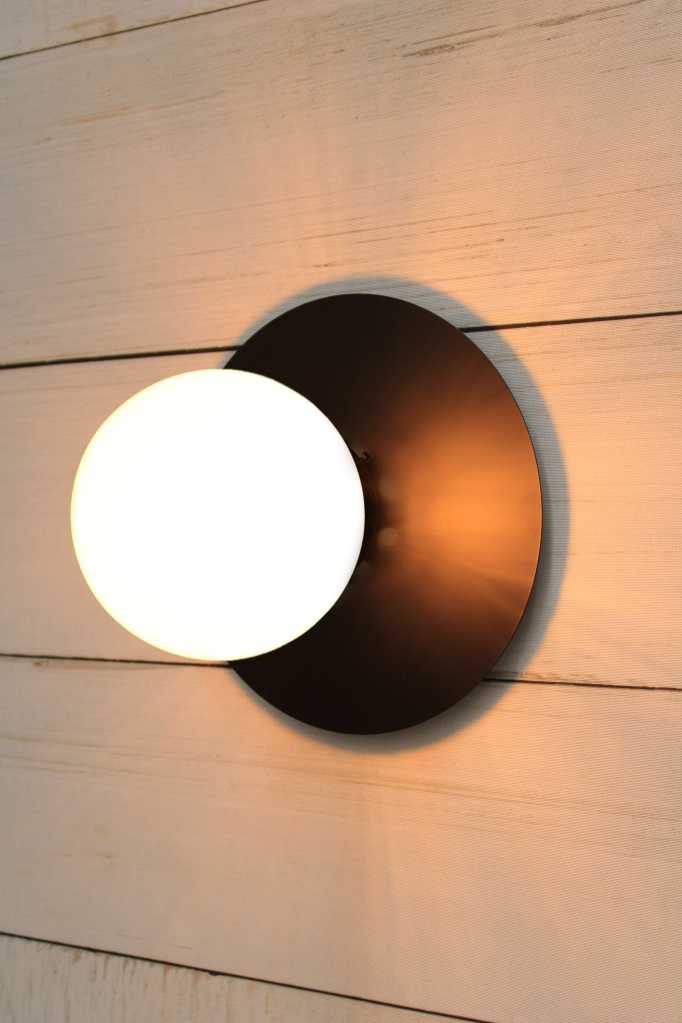 Glass Ball Disc Wall Light large black disc