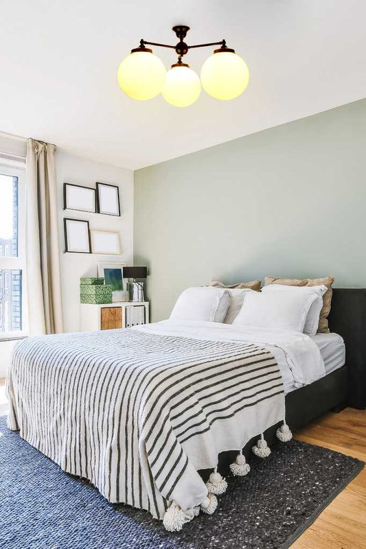 Glass Ball Flush Mount light in bedroom