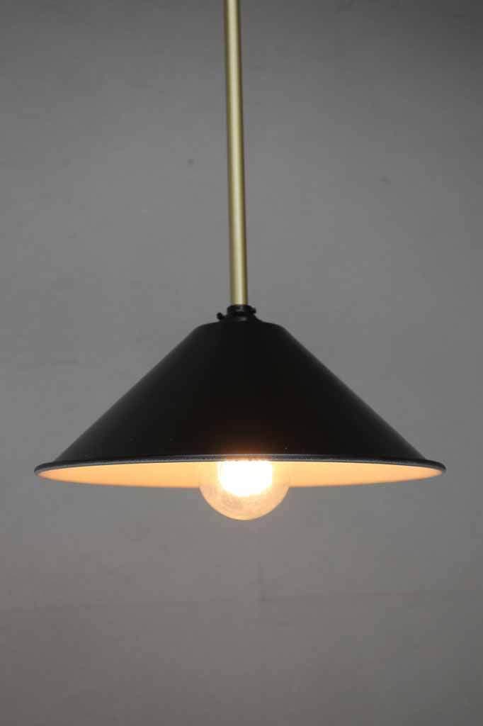 Gold pole pendant with black cone shade