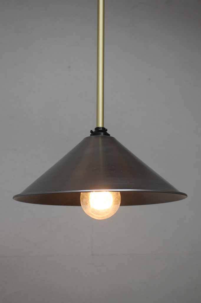 Gold pole pendant with steel cone shade