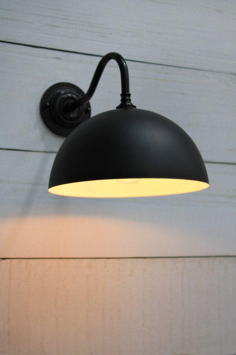 Gooseneck wall light with black steel shade