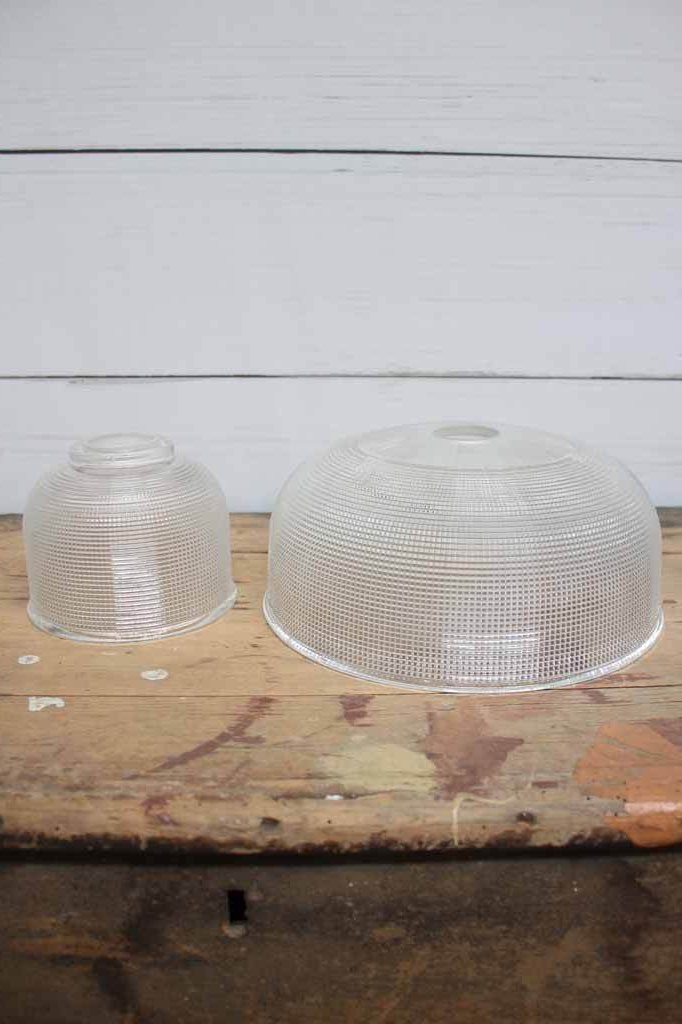 Large and small clear glass shades