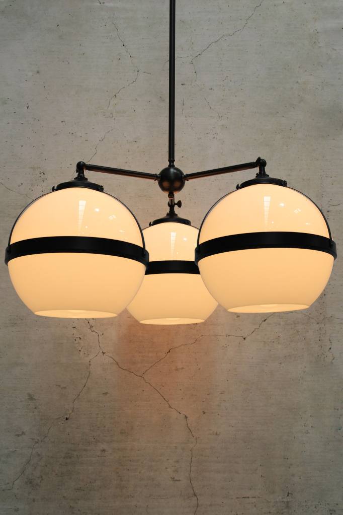 Huxley chandelier in black with large open shades