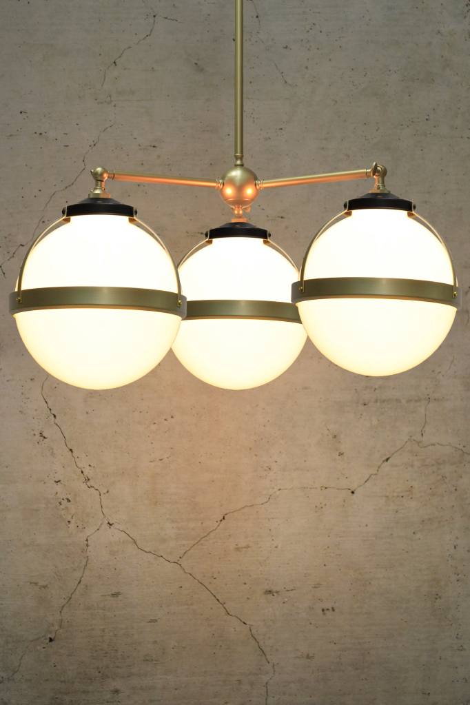 Huxley chandelier in gold with medium opal shades